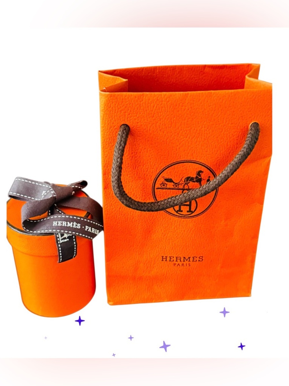 Hermes Paper Bag and Twilly Round Cylinder